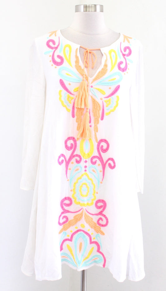 Lilly Pulitzer Ellie Ivory Too Much Bubbly Embroidered Tunic Dress Size S Beach