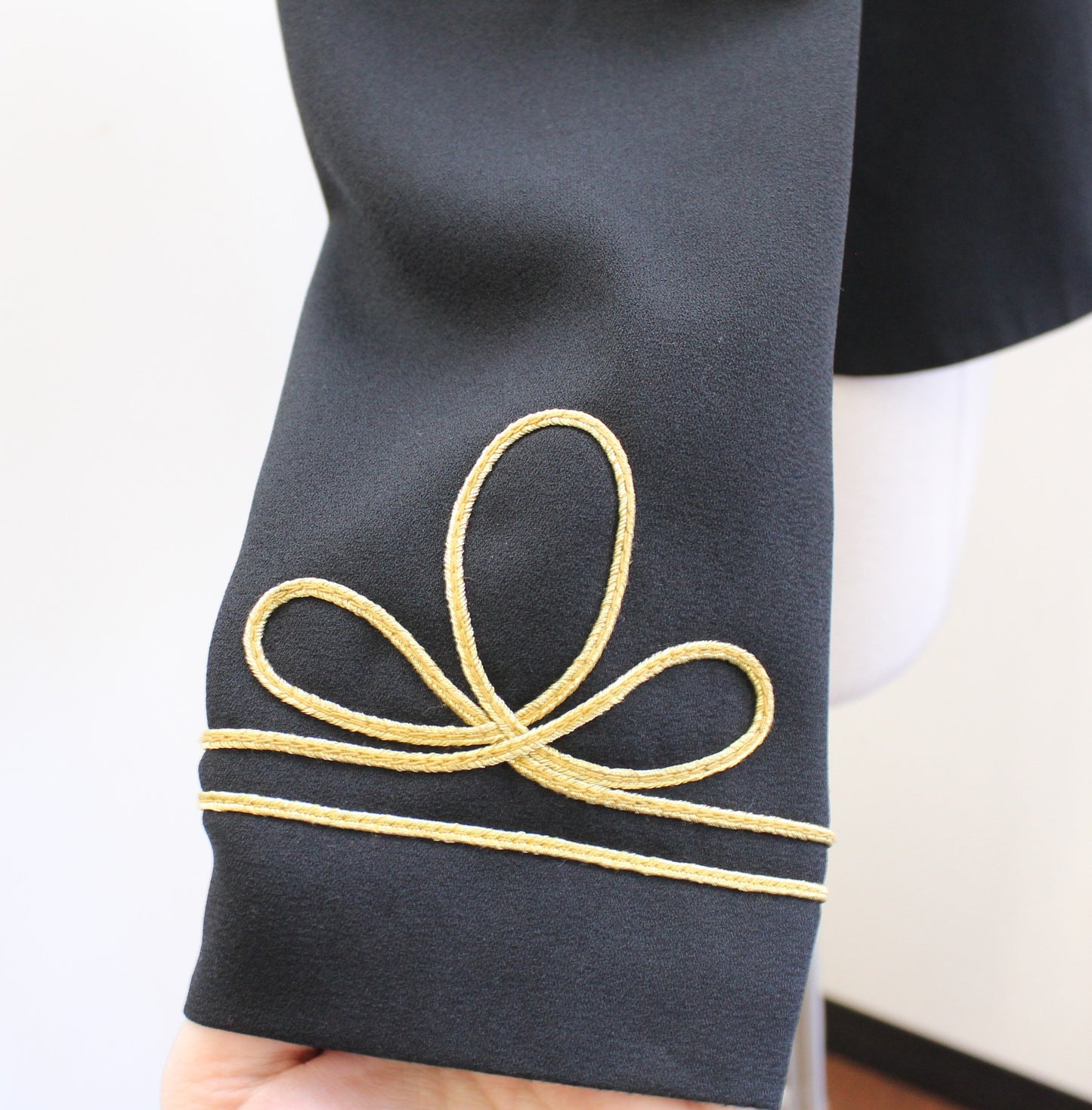 Vtg 90s Black Gold Embroidered Military Style Blazer Jacket Sz 6 Mandarin Collar