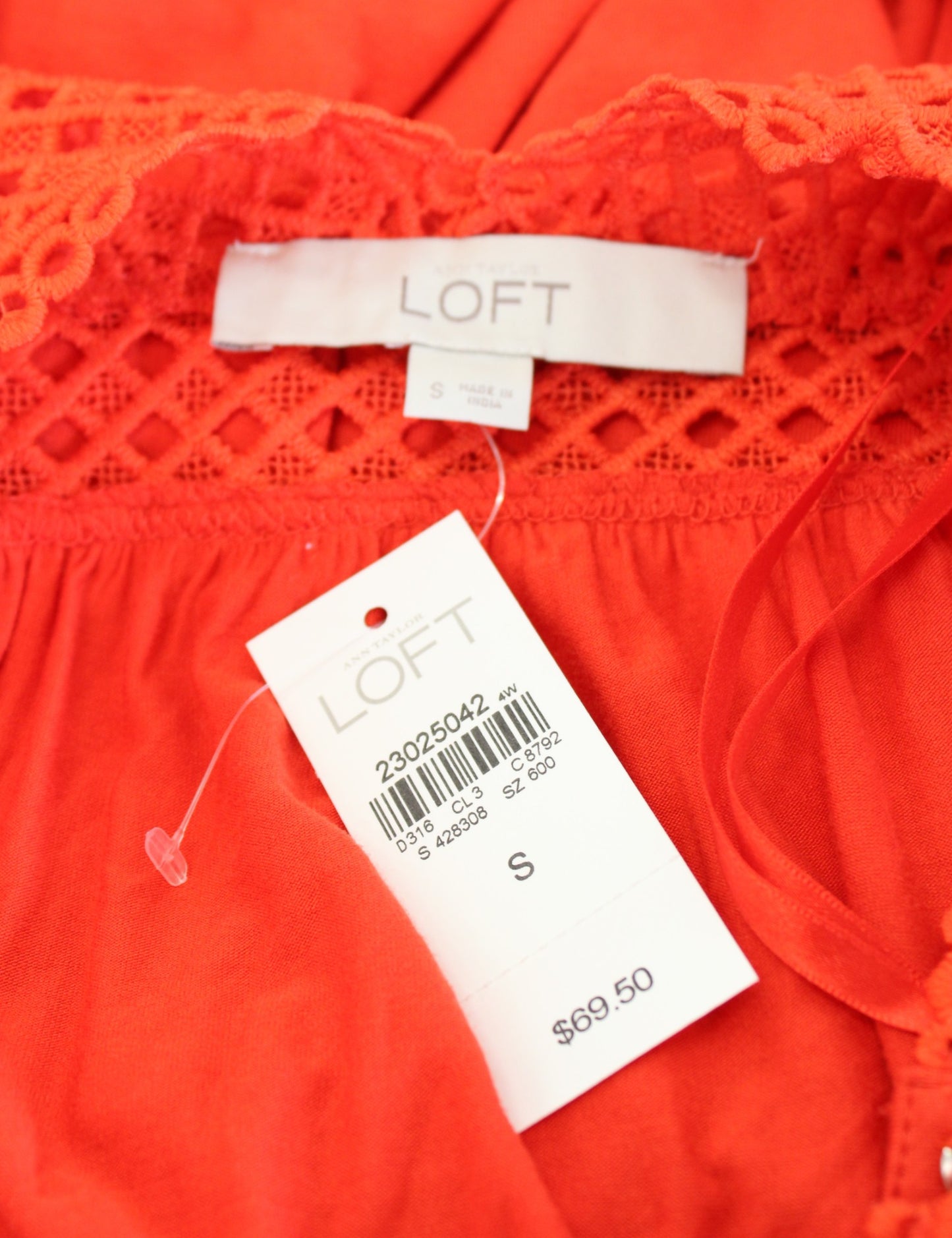 NWT Ann Taylor Loft Orange Lace Crochet Halter Neck Knit Dress Size S Casual