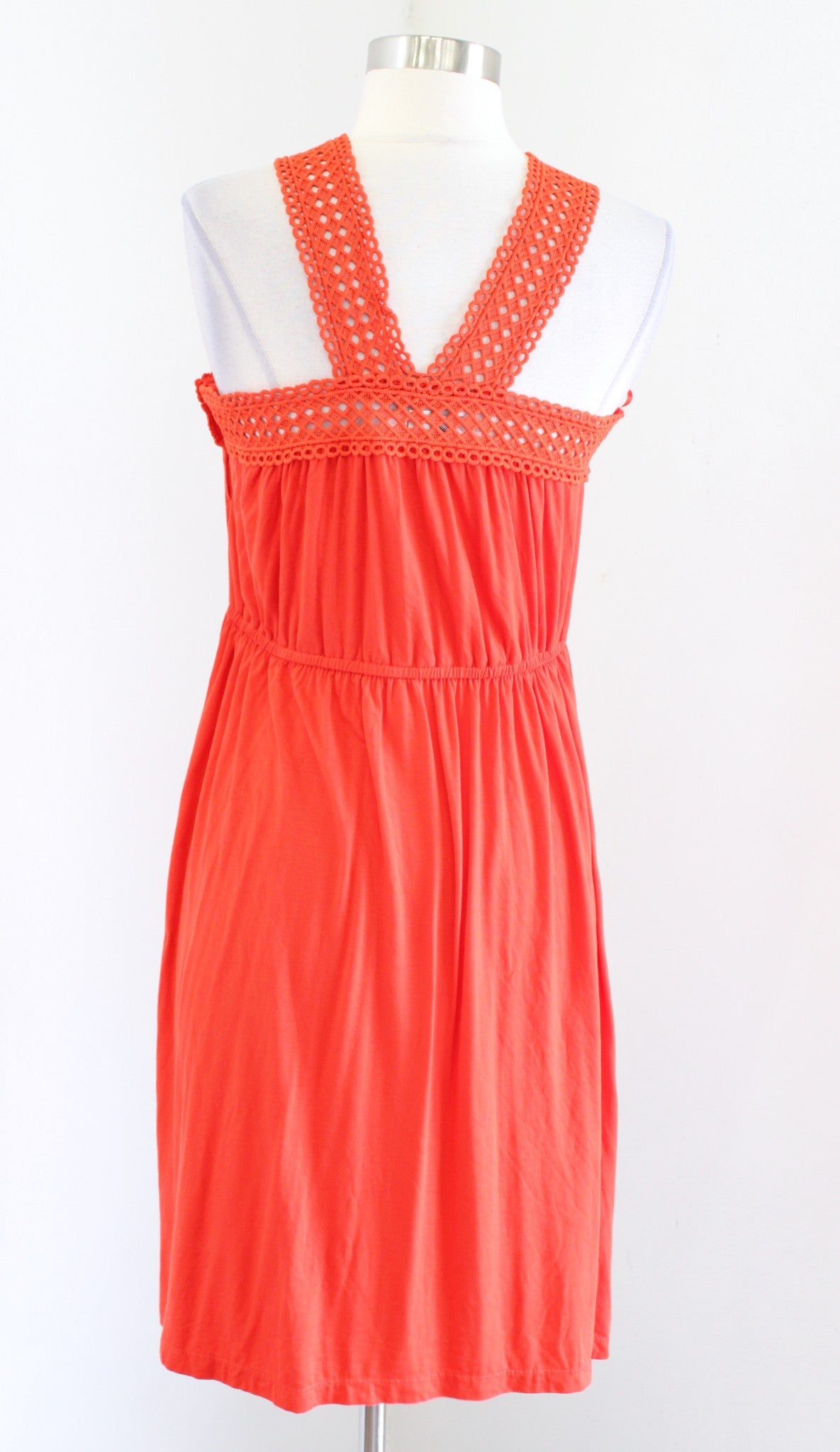 NWT Ann Taylor Loft Orange Lace Crochet Halter Neck Knit Dress Size S Casual