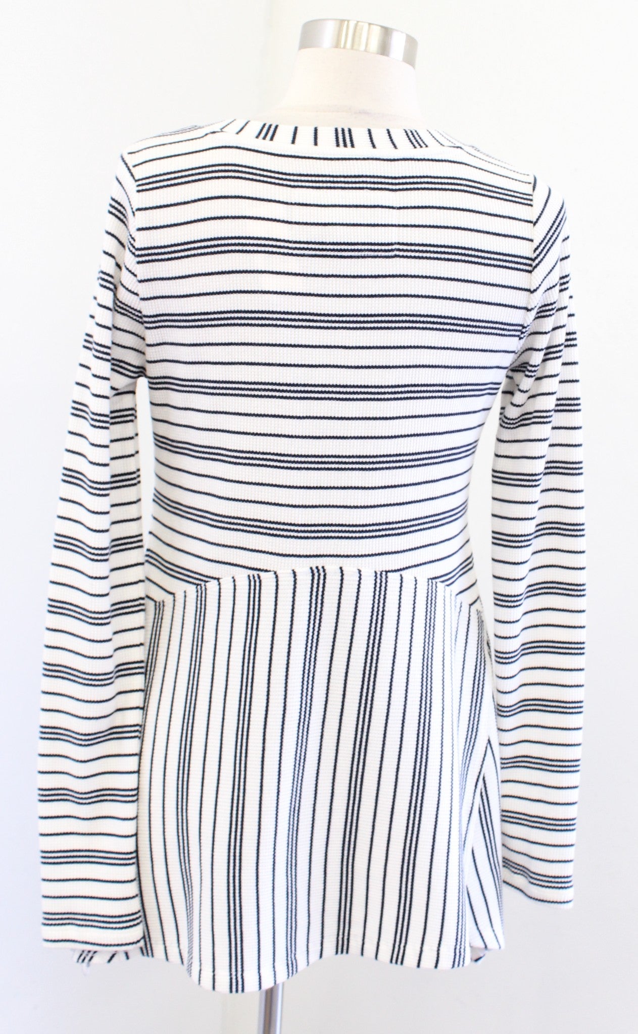 NWT Maeve Anthropologie Navy White Striped Knit Asymmetric Henley Top Size XS