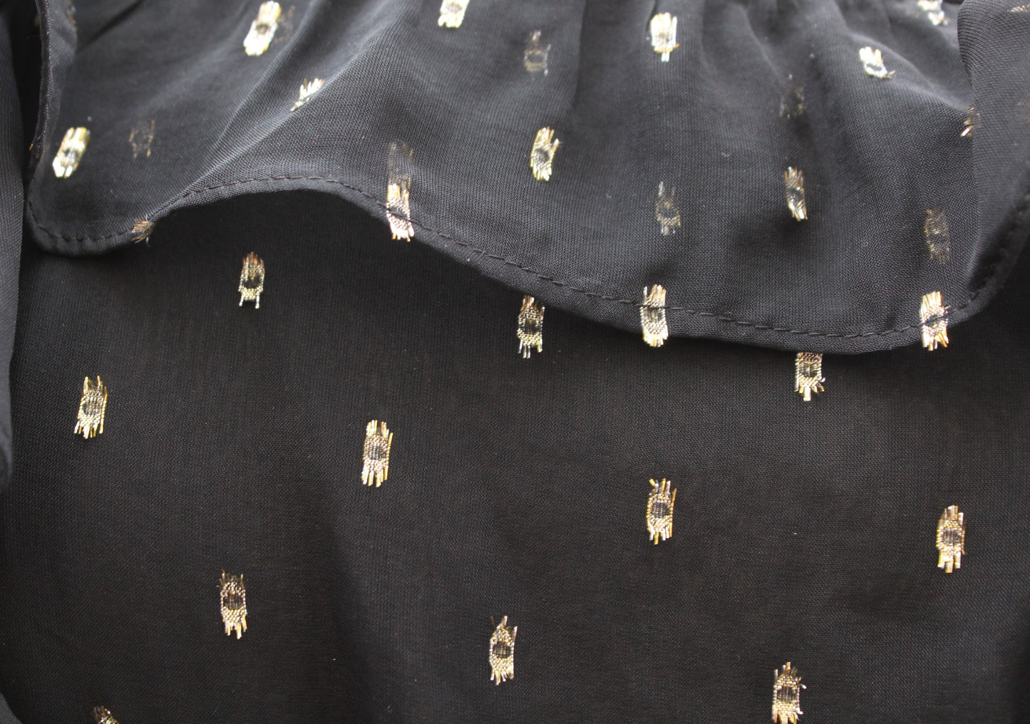 Ba&sh Romeo Black Gold Metallic Ruffle Midi Dress Size 1 / US 4 Silk Ba Sh