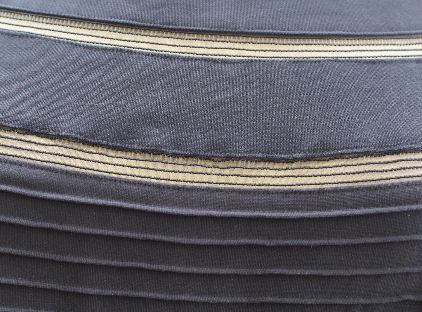 Tadashi Shoji Navy Blue Pintuck Striped Mesh Cutout Cocktail Evening Dress Sz M