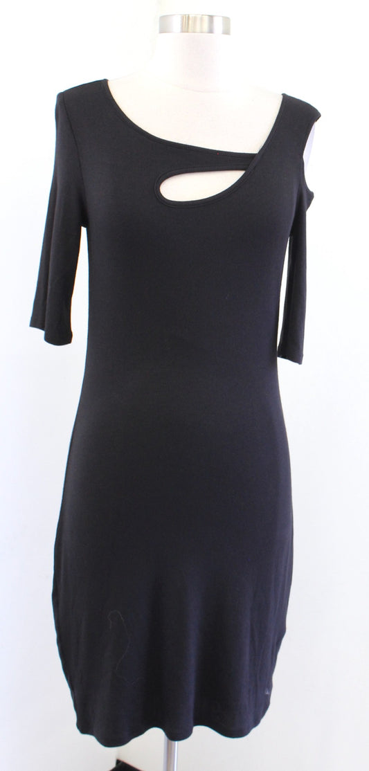 NWT GoldRay Stitch Fix Black Ribbed Knit Cutout Cold Shoulder Dress Size M