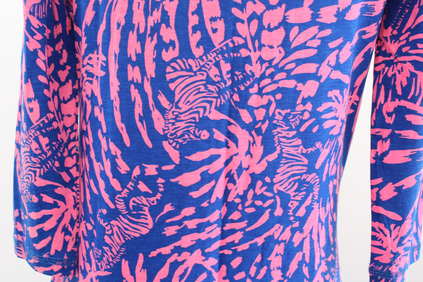 Lilly Pulitzer Palmetto Rollin in the Grass V Neck Tee Dress Size S Pink Blue