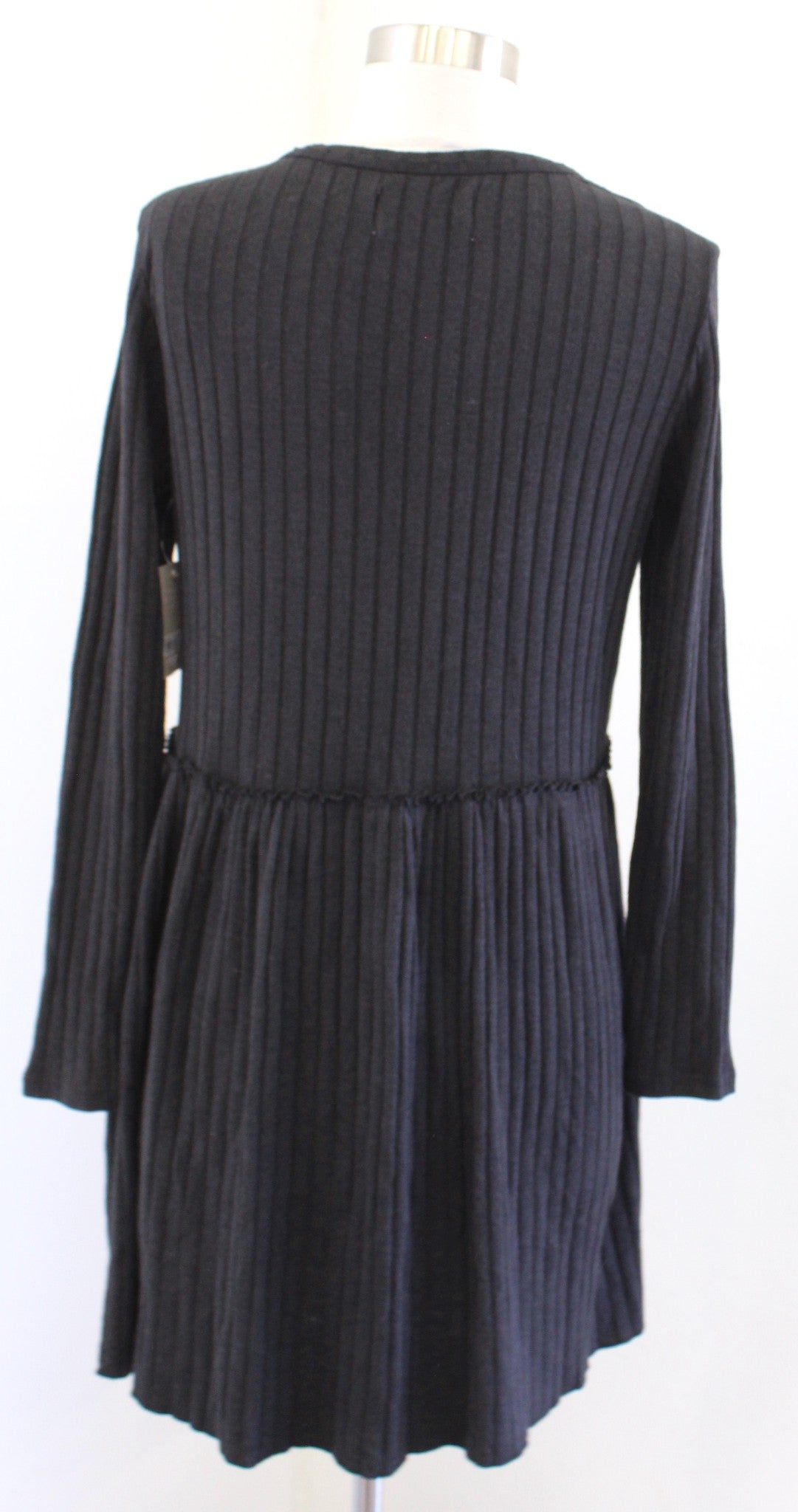 NWT Lucky Brand Dark Gray / Black Cloud Soft Ribbed Henley Shift Dress Size M