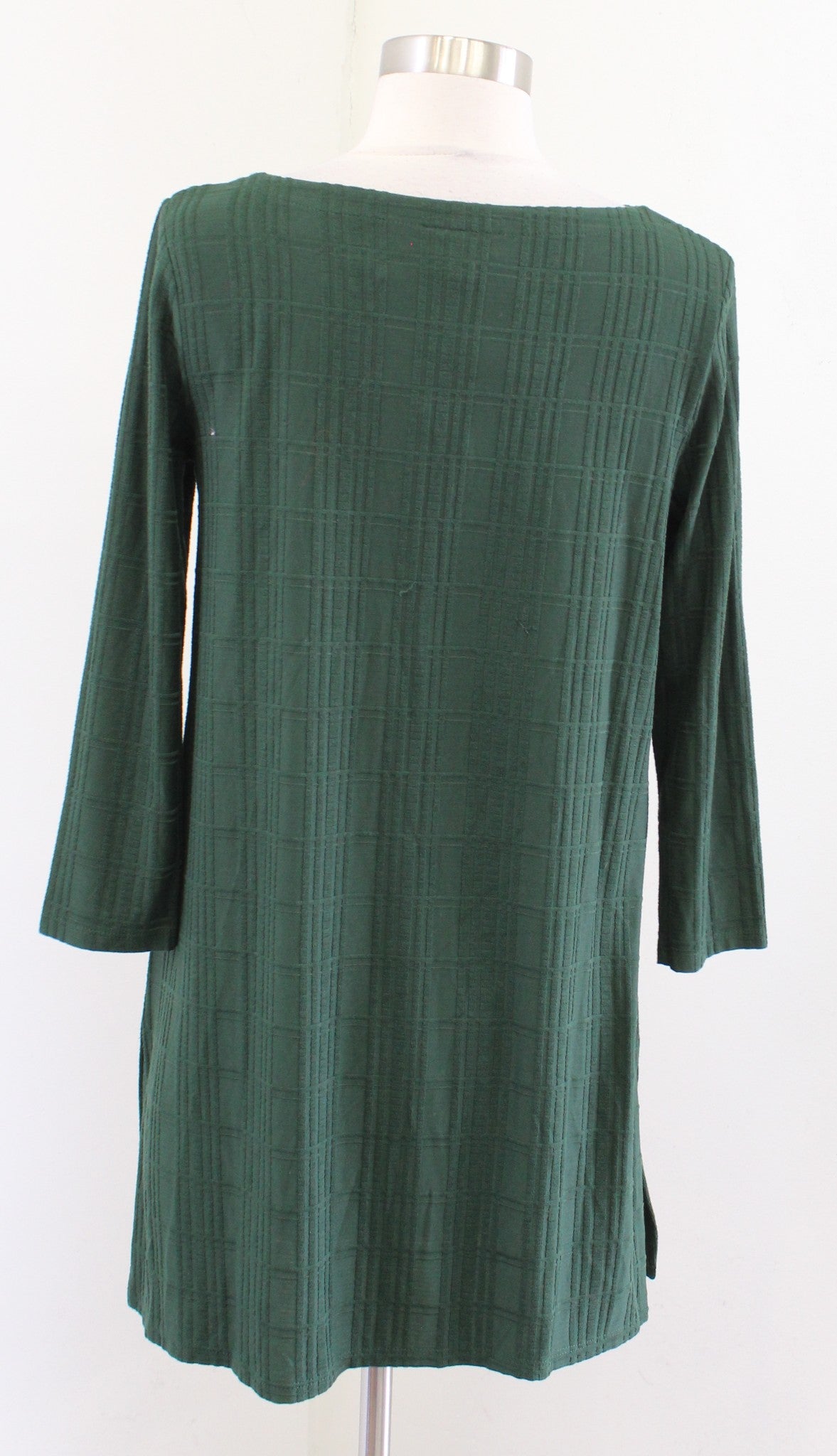 NWT J Jill Wearever Collection Forest Green Textured Plaid Tunic Top Blouse XS