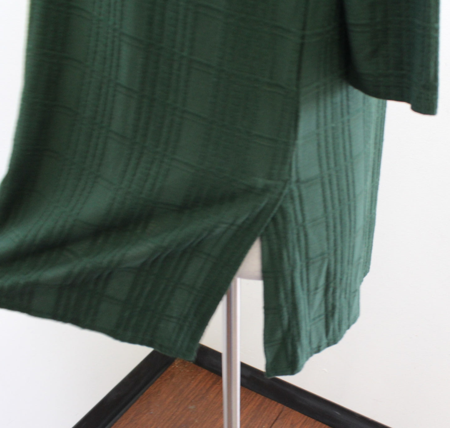 NWT J Jill Wearever Collection Forest Green Textured Plaid Tunic Top Blouse XS