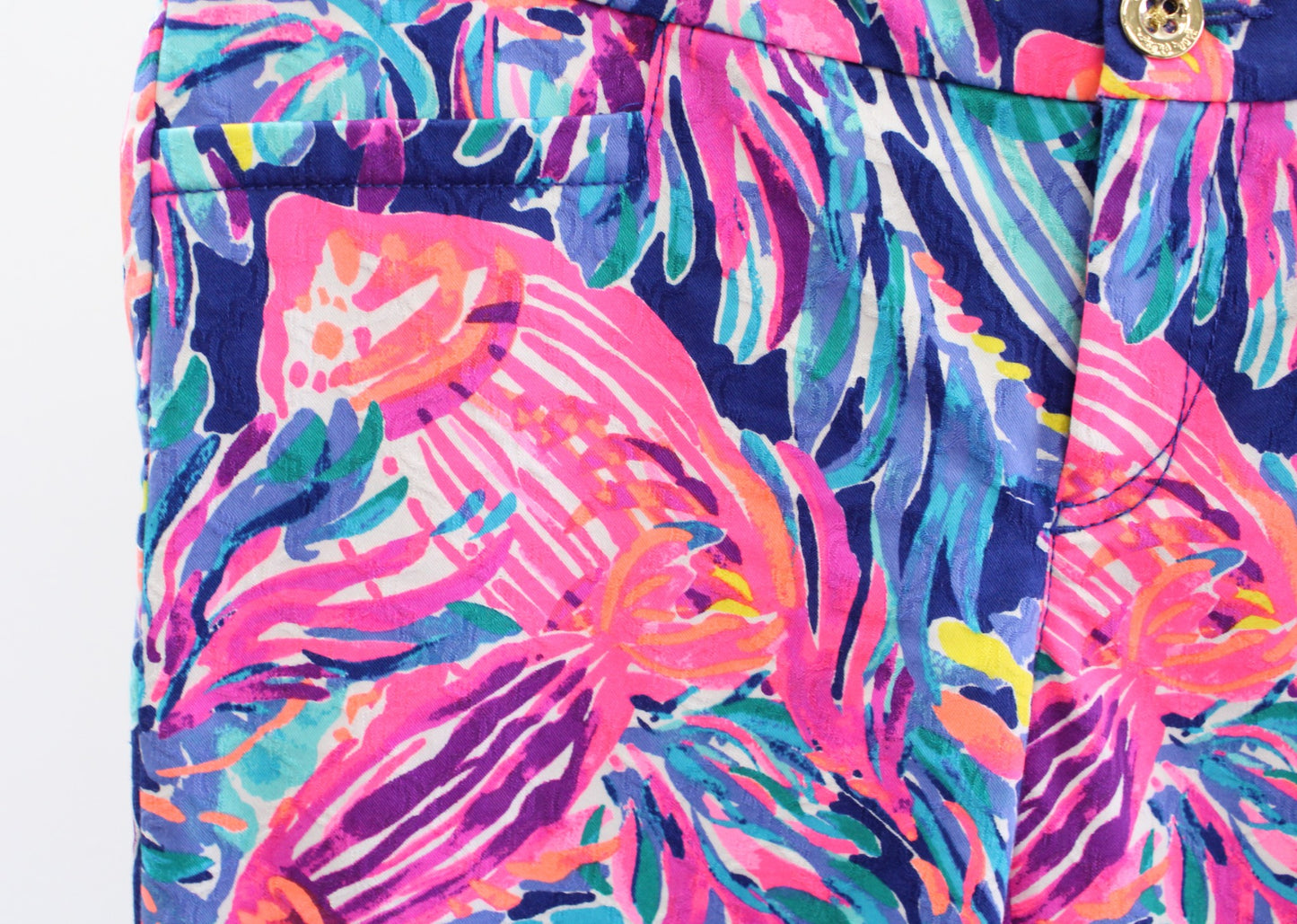 Lilly Pulitzer Kelly Ankle Pants Colorful Vibrant Fish Print Skinny Size 2 Blue