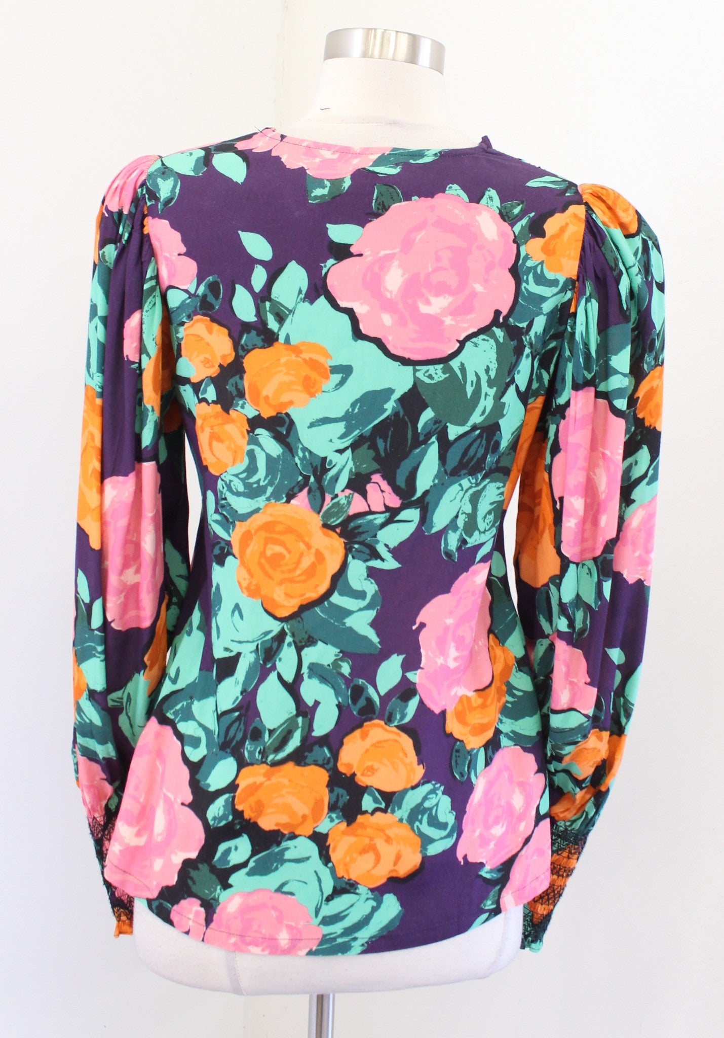 Plenty Tracy Reese Anthropologie Floral Puff Sleeve Top Blouse Size S Purple