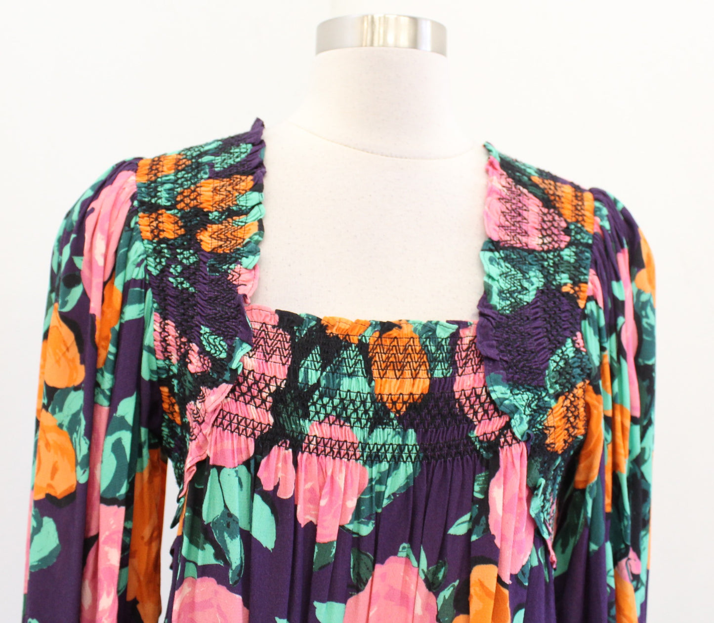 Plenty Tracy Reese Anthropologie Floral Puff Sleeve Top Blouse Size S Purple