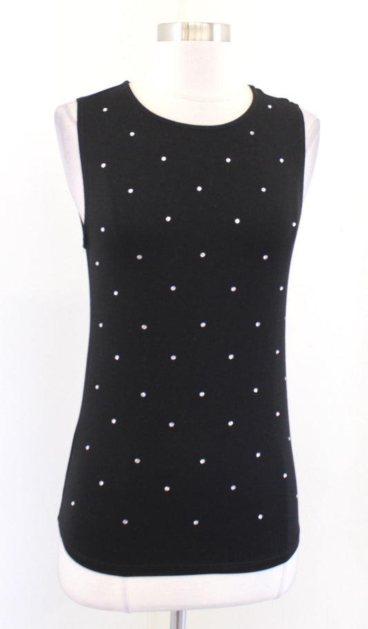 L'Agence Shelly Black Crystal Rhinestone Embellished Tank Top Size S Shell