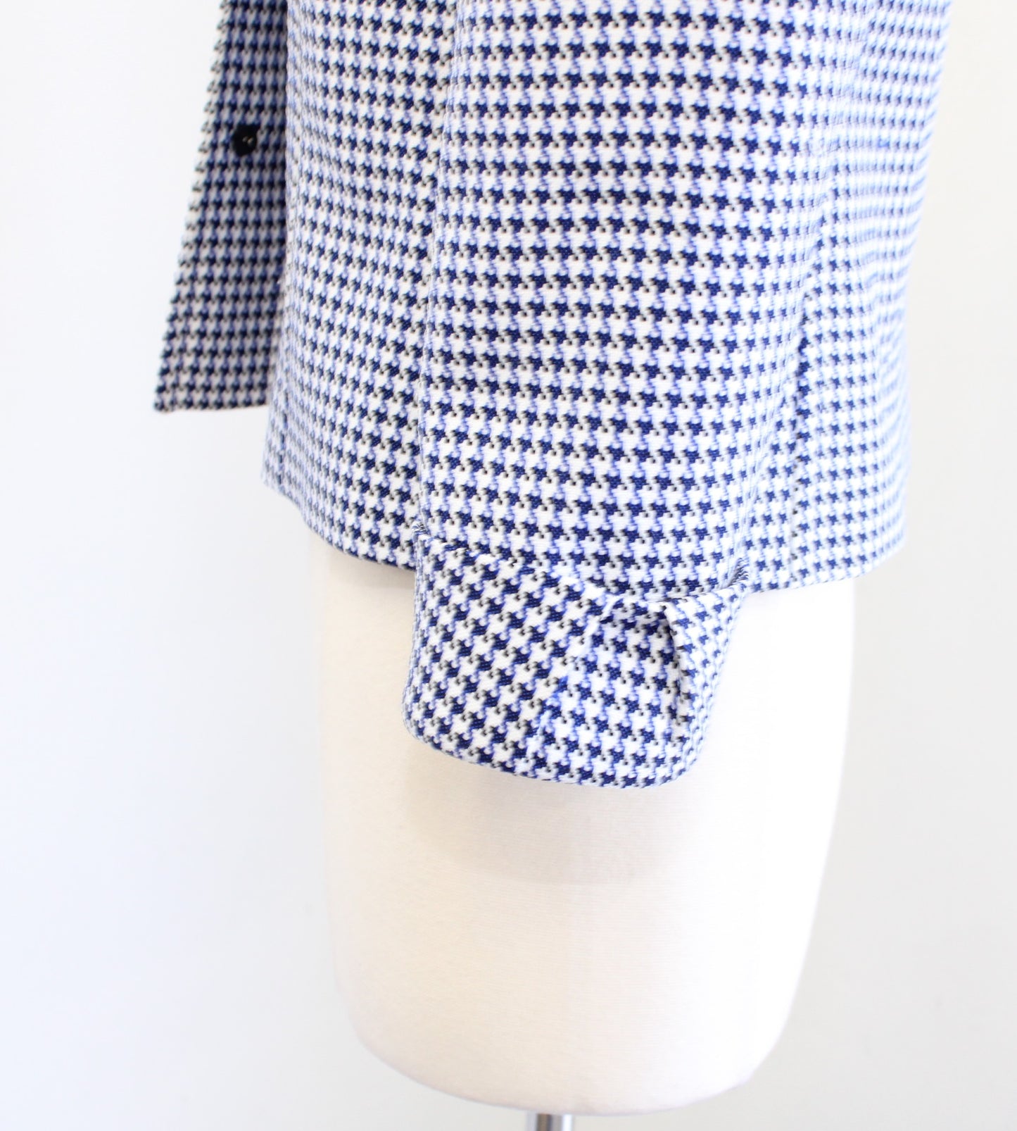 Tahari ASL Levine Black Blue White Houndstooth Cuffed Sleeve Blazer Jacket Sz 2