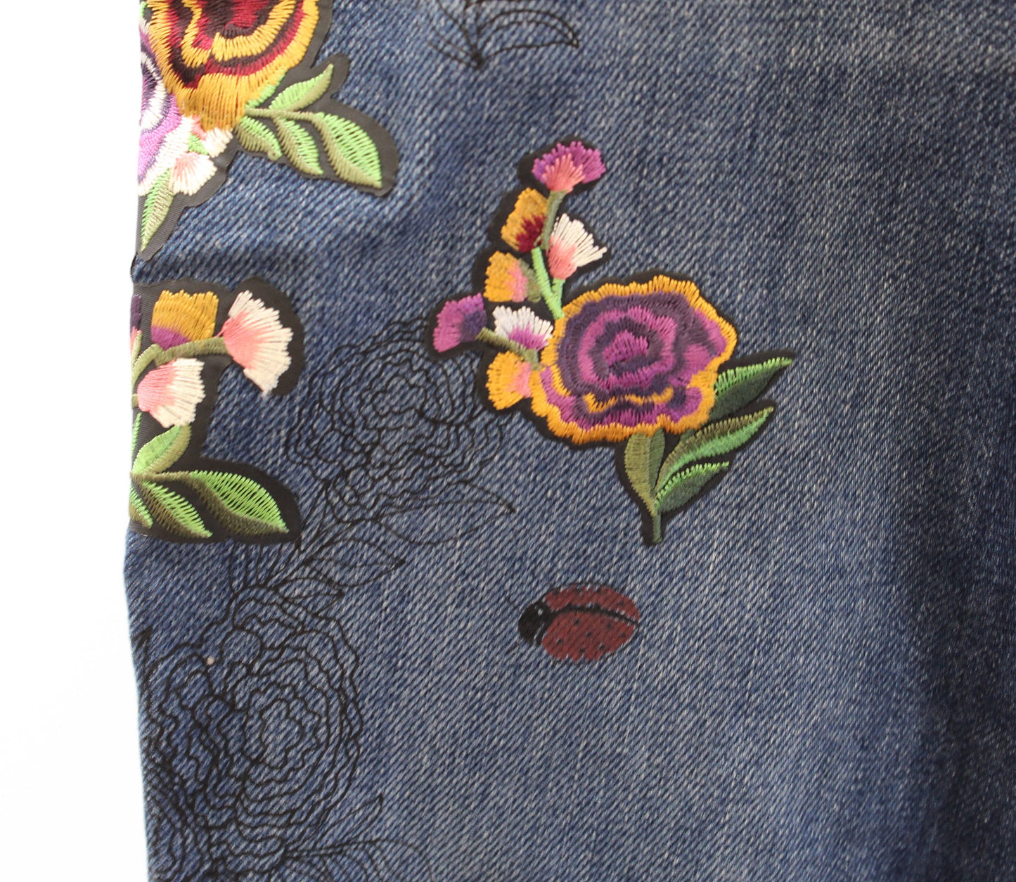 NWT Zara the Bootcut Cropped Floral Embroidered Jeans Size 2 Mid Rise Slim Fit