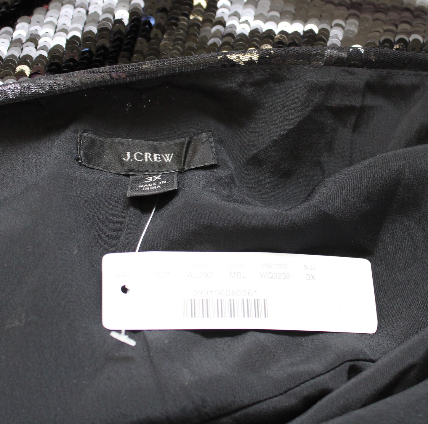 NWT J Crew Black Sequin Tulle Trim Cami Tank Top Size 3X Camisole Blouse V Neck