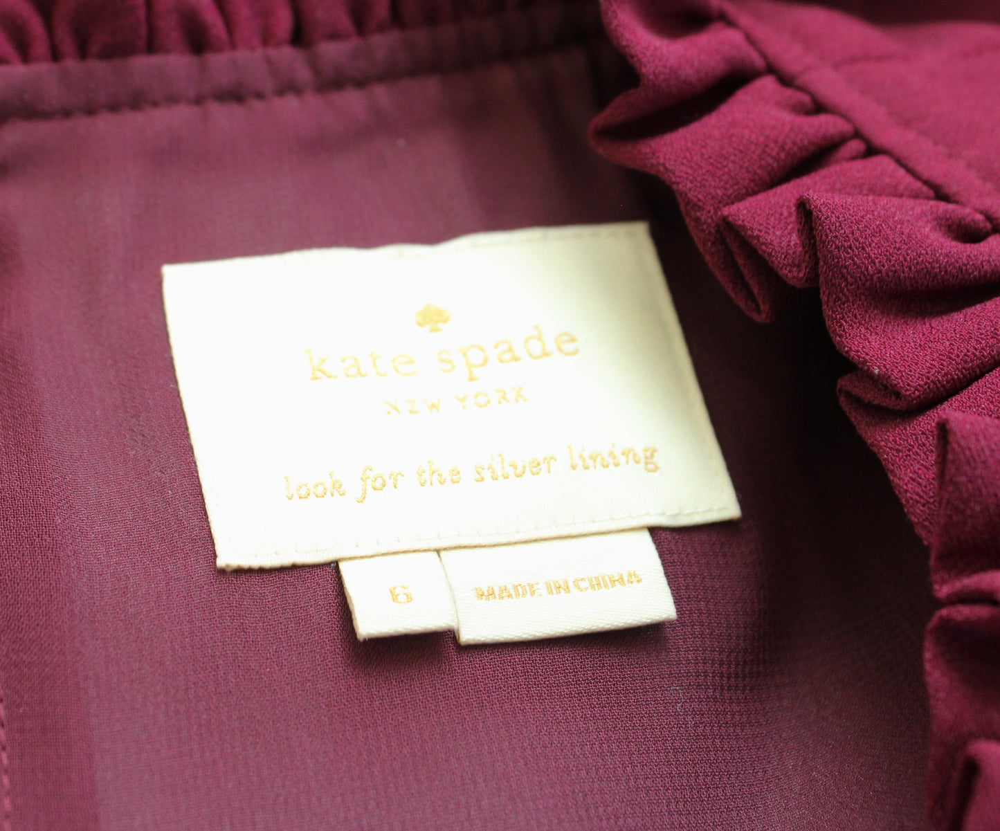 Kate Spade Deep Cherry Burgundy Ruffle Fit and Flare Dress Size 6 Cocktail