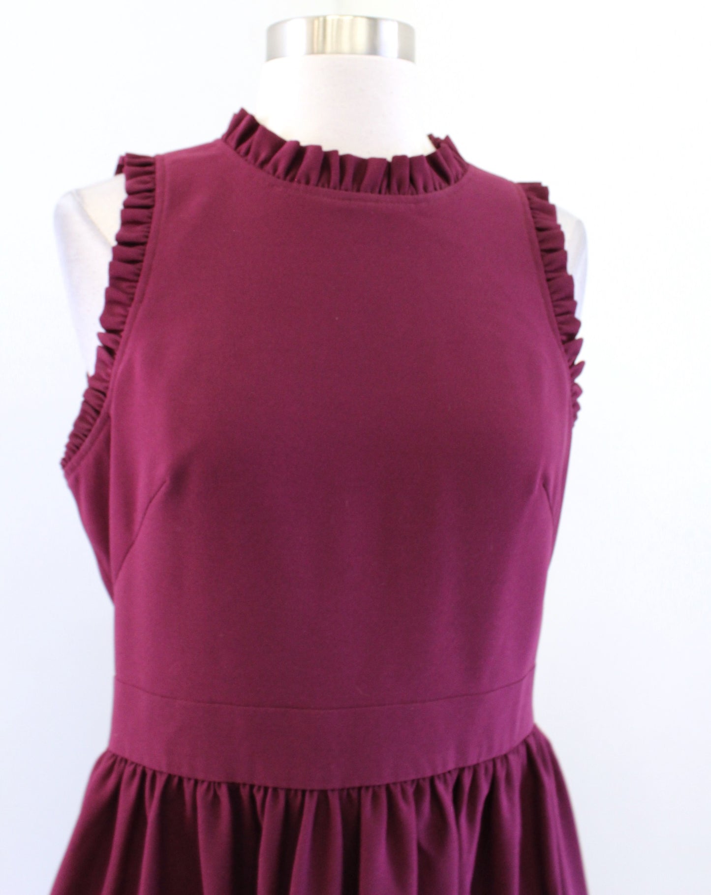 Kate Spade Deep Cherry Burgundy Ruffle Fit and Flare Dress Size 6 Cocktail