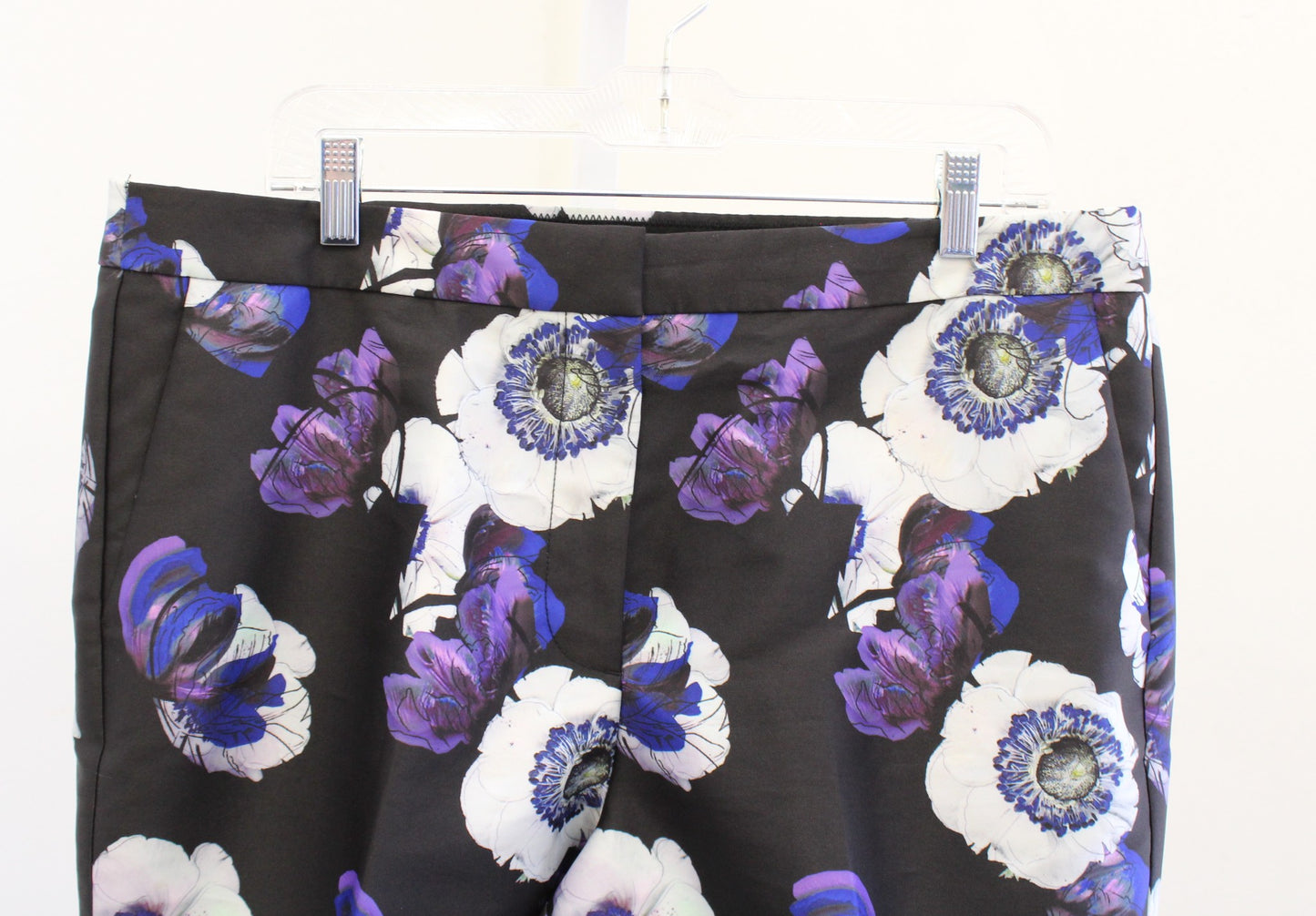 J Crew Womens Patio Pant in Violet Poppy Floral Size 16 Cropped Black Purple