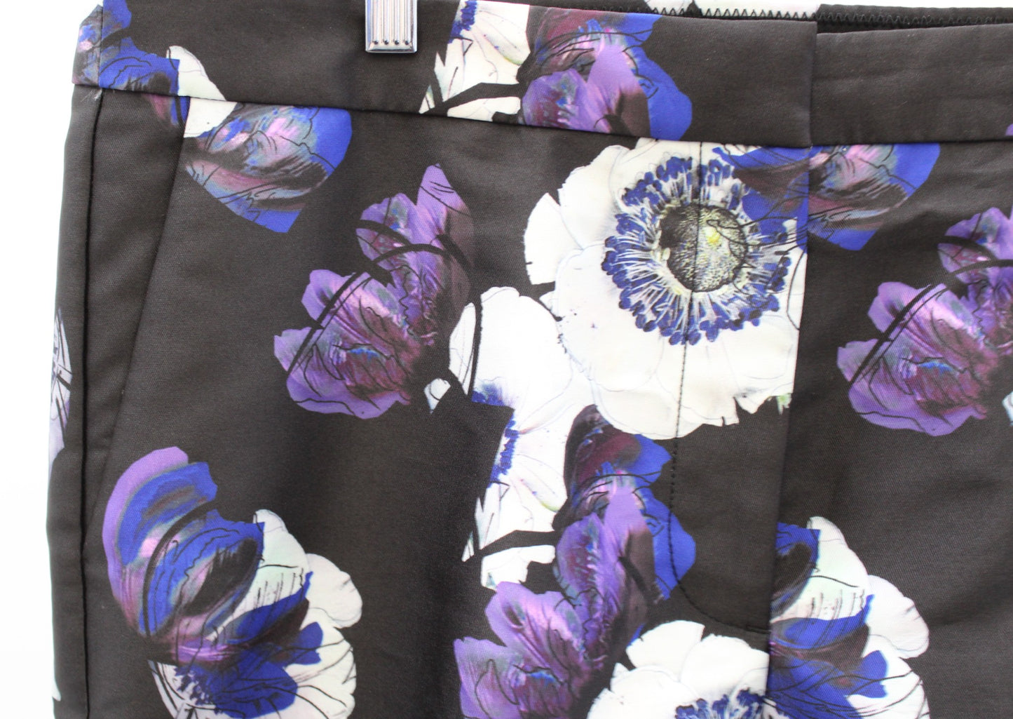 J Crew Womens Patio Pant in Violet Poppy Floral Size 16 Cropped Black Purple