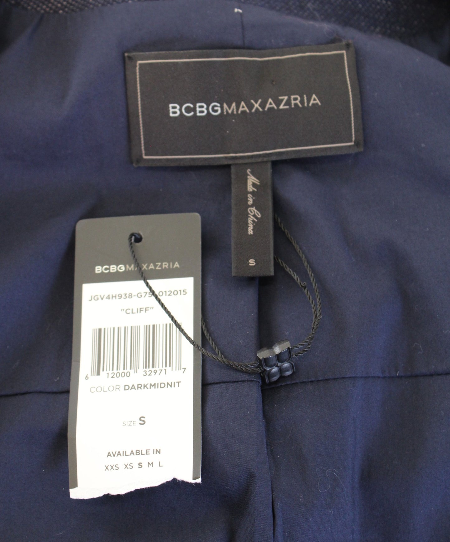 NWT BCBG Max Azria Cliff Navy Blue Gray Color Block Blazer Jacket Size S Linen