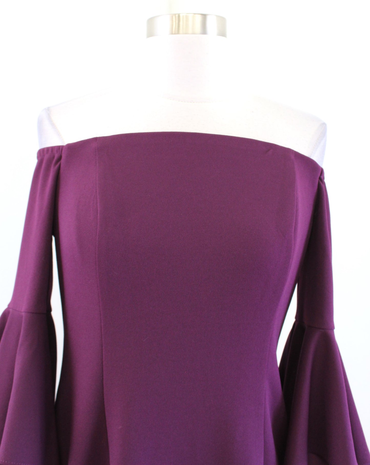 Calvin Klein Plum Off the Shoulder Bell Sleeve Sheath Dress Size 6 Cocktail