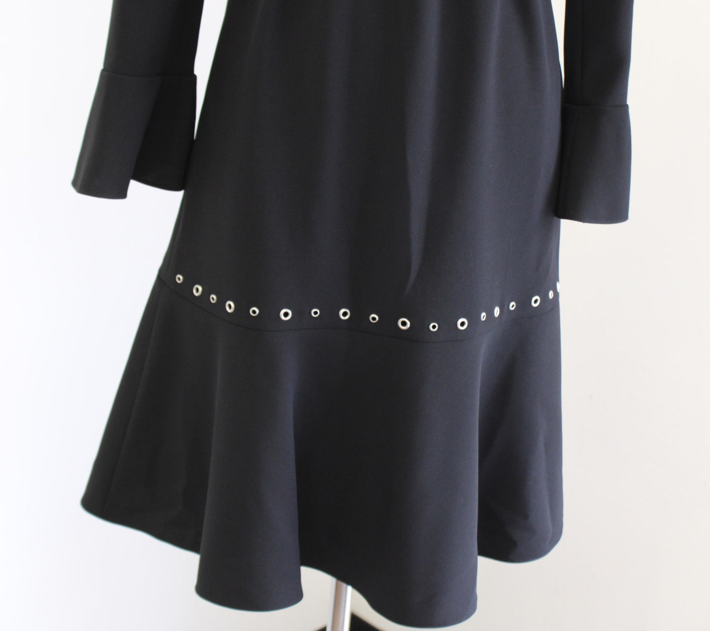 Hugo Boss Henryke Black Silver Grommet Detail A Line Flounce Hem Dress Size 0