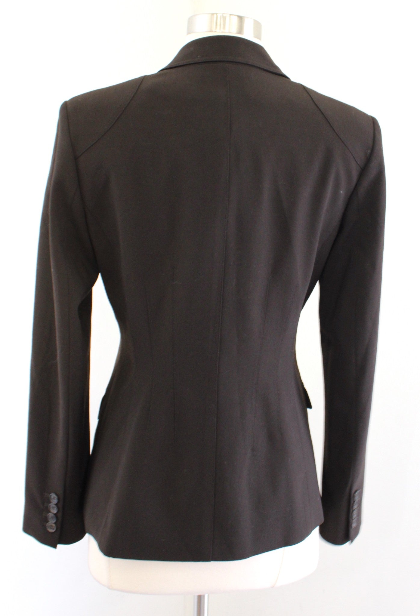 Elie Tahari Solid Chocolate Brown Wool Blend Single Button Blazer Jacket Size 4