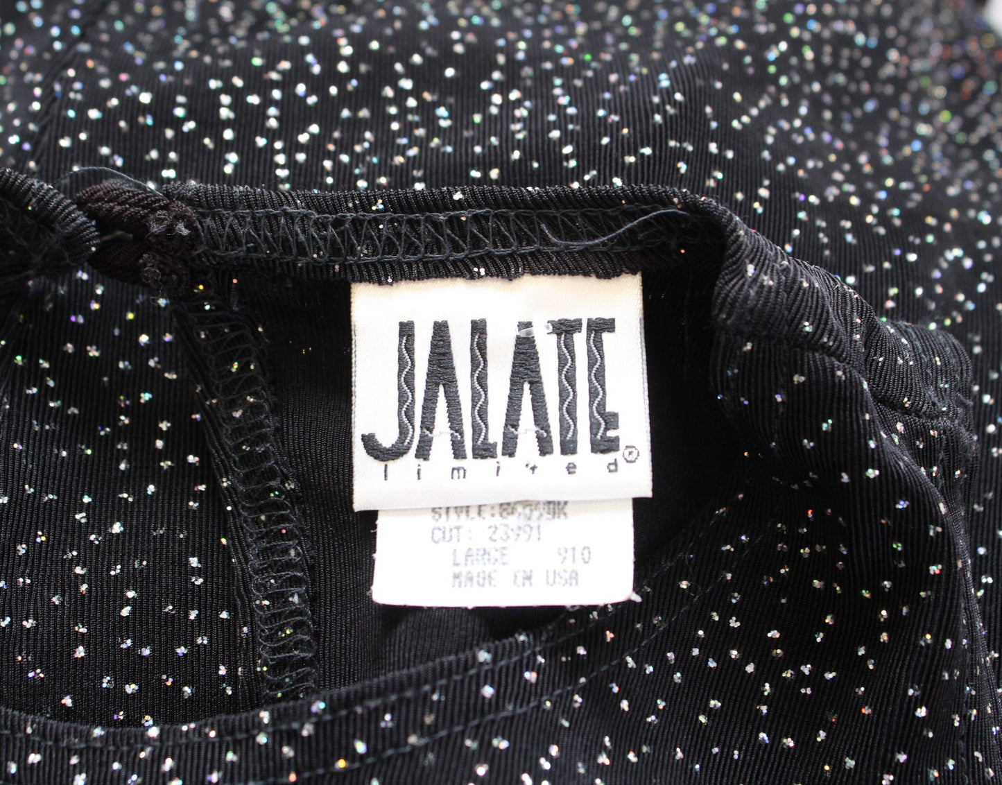 Vtg 90s Black Iridescent Sparkly Slinky Knit Cocktail Party Dress Size L Mini