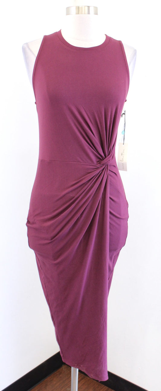 NWT Nine Britton Stitch Fix Burgundy Twist Ruched Midi Dress Knit Size S