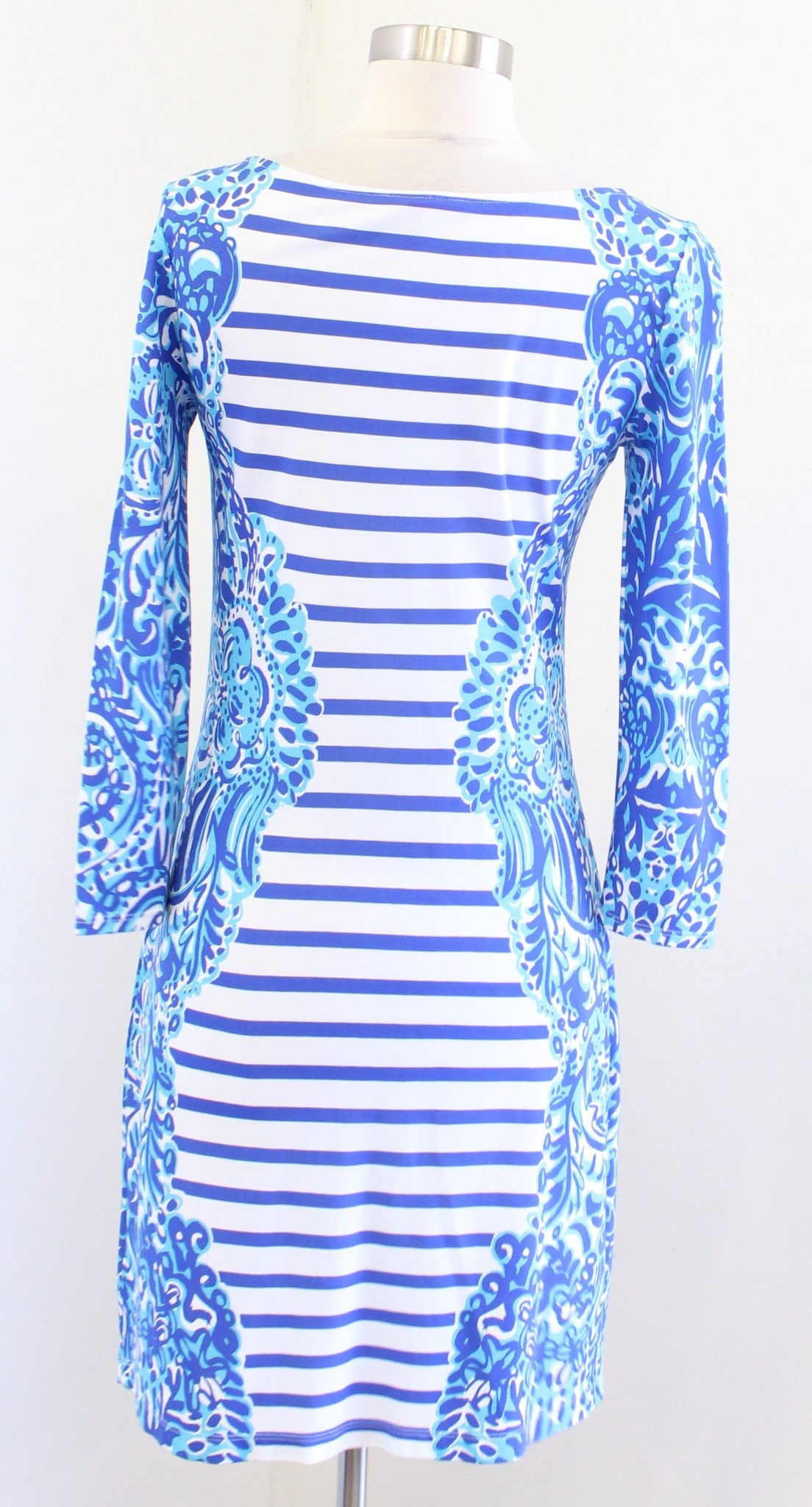 Lilly Pulitzer Womens Nila Dress Brilliant Blue Moon Jellies Stripe Size XS
