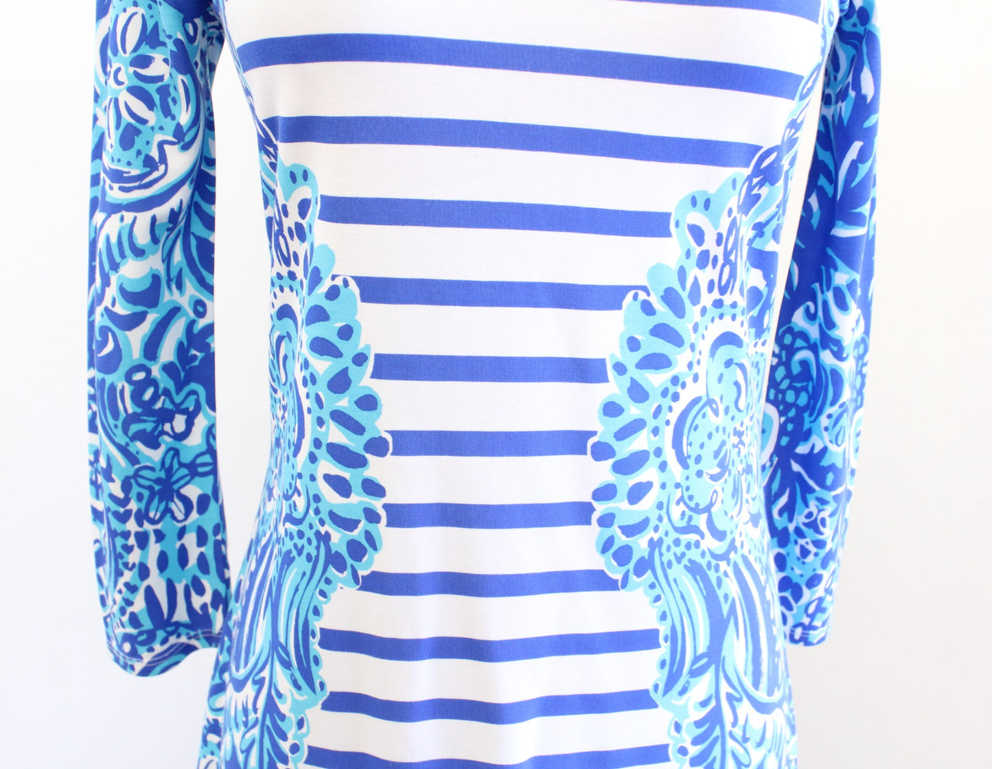Lilly Pulitzer Womens Nila Dress Brilliant Blue Moon Jellies Stripe Size XS