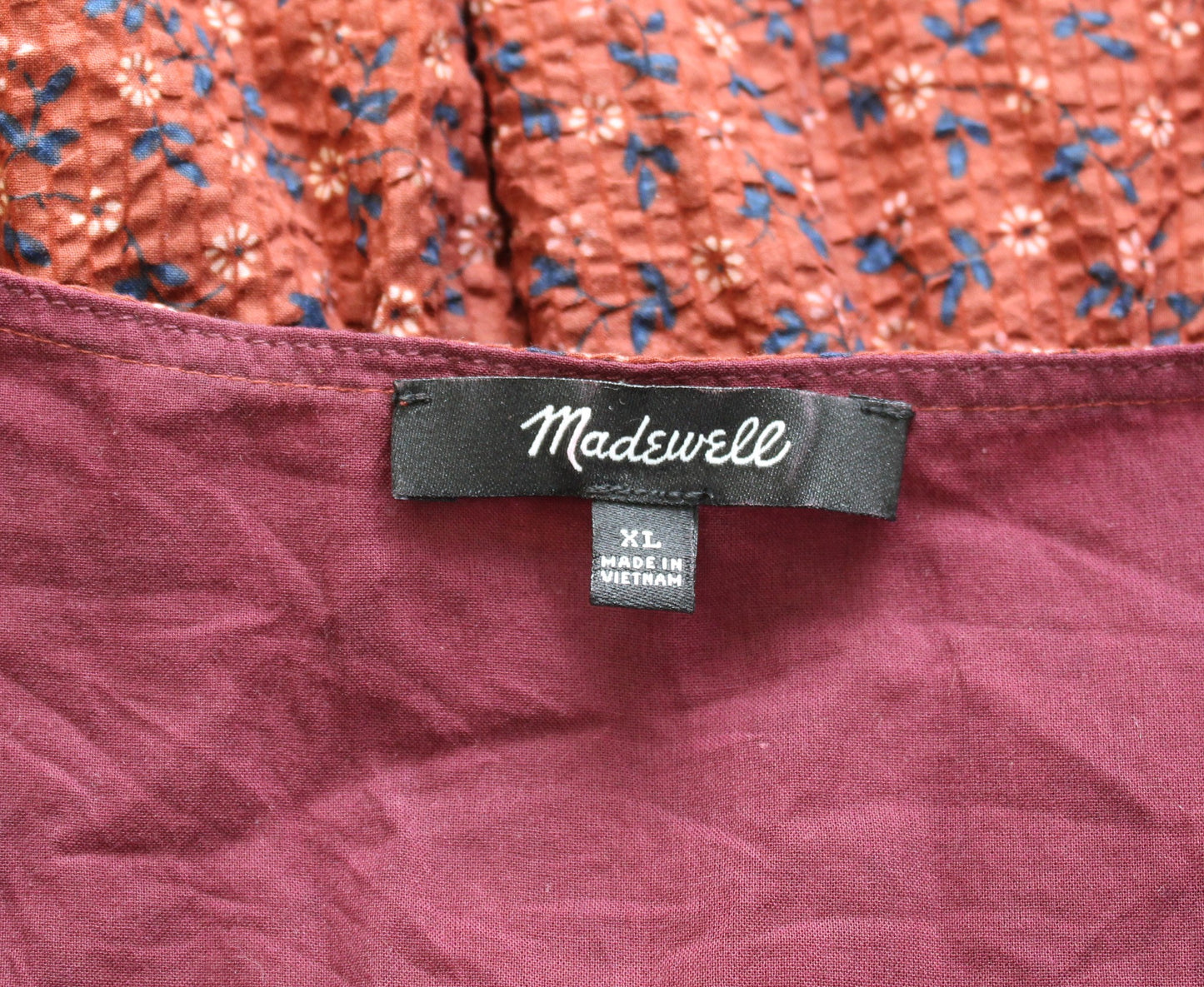 Madewell Sophia Brick Tie Front Textured Floral Print Midi Dress Size XL V Neck