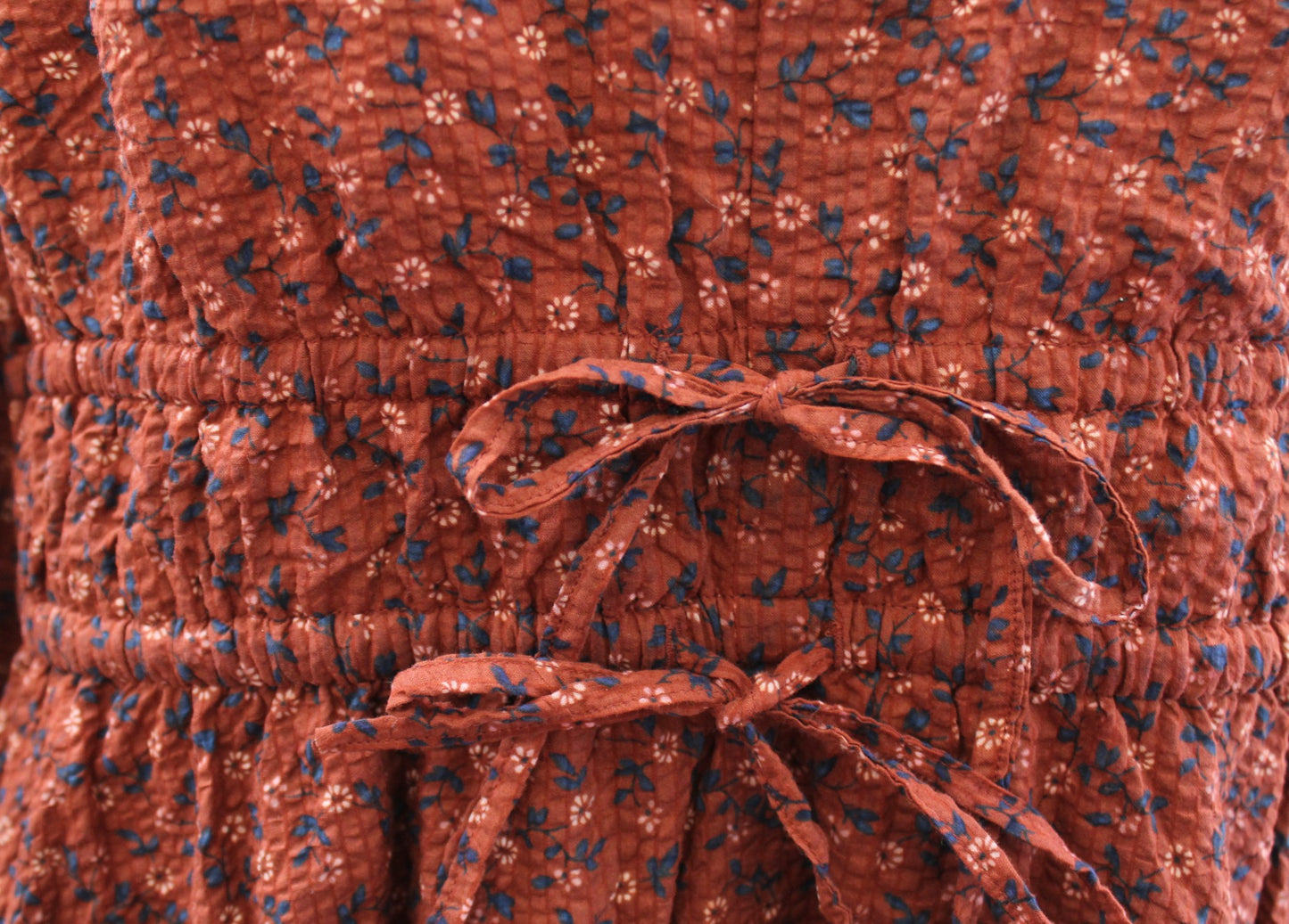 Madewell Sophia Brick Tie Front Textured Floral Print Midi Dress Size XL V Neck