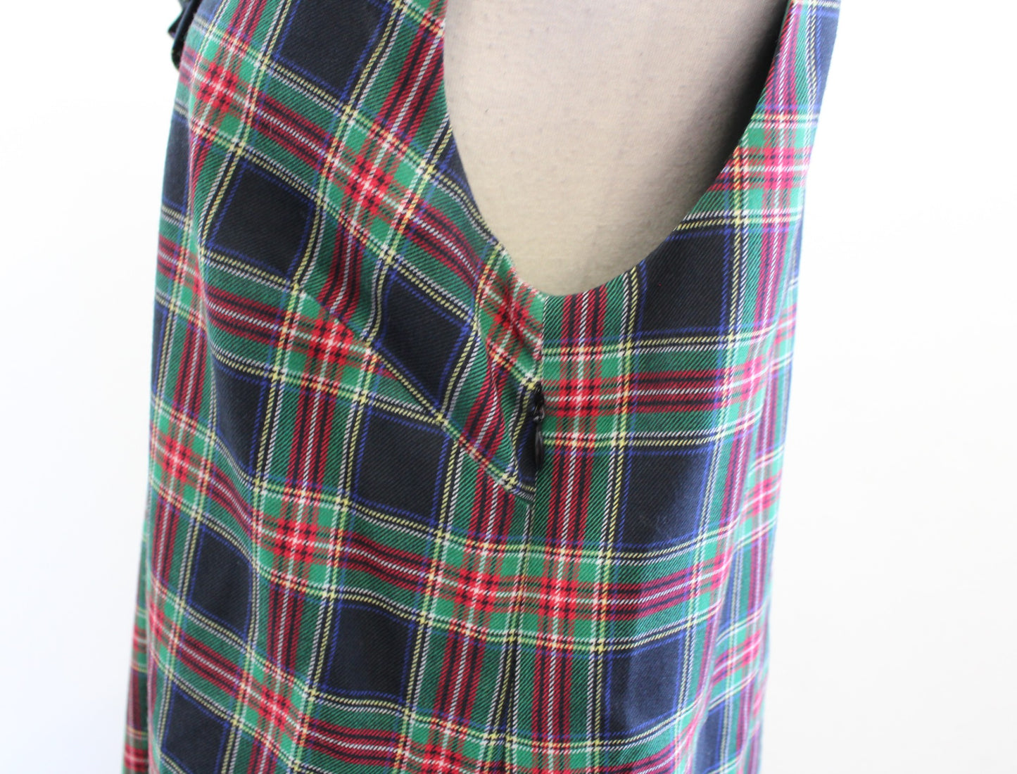 Vineyard Vines Tartan Plaid Wool Blend Ruffle Neck Dress Size 12 Navy Green Red