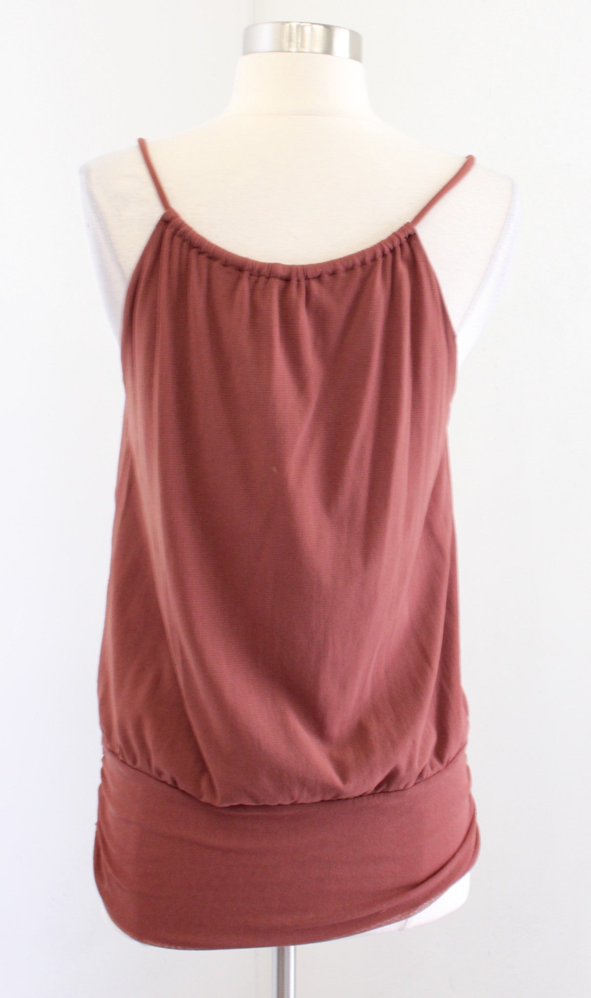 Weston Wear Anthropoogie Rust Ruched Keyhole Tank Top Blouse Size M