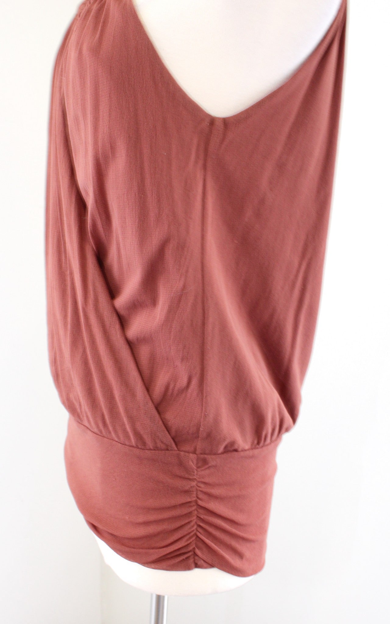 Weston Wear Anthropoogie Rust Ruched Keyhole Tank Top Blouse Size M