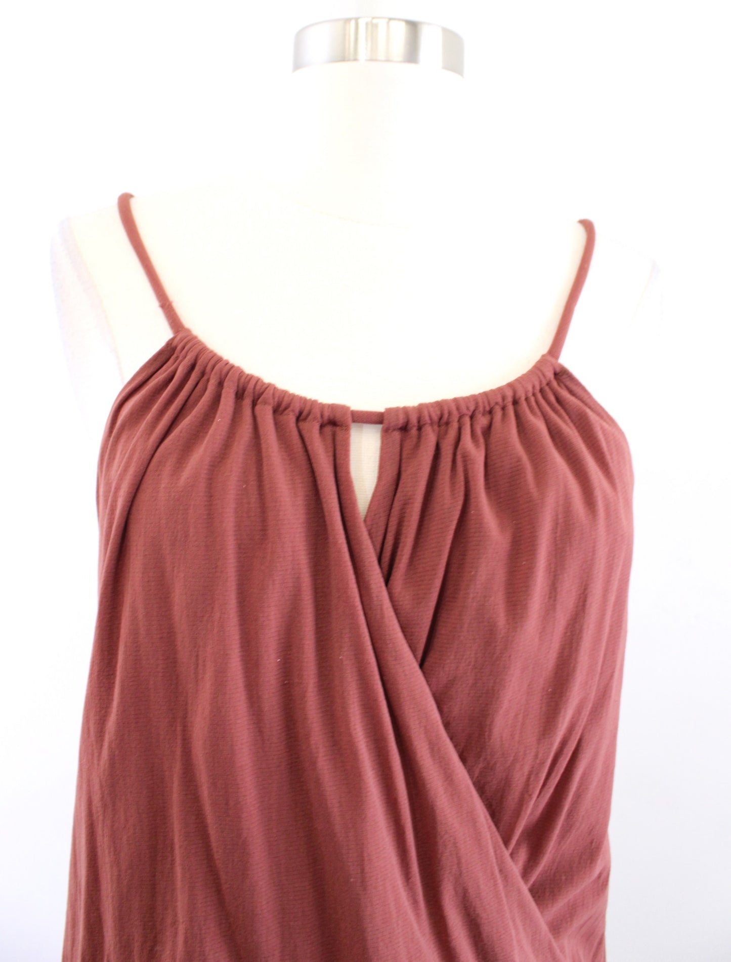 Weston Wear Anthropoogie Rust Ruched Keyhole Tank Top Blouse Size M