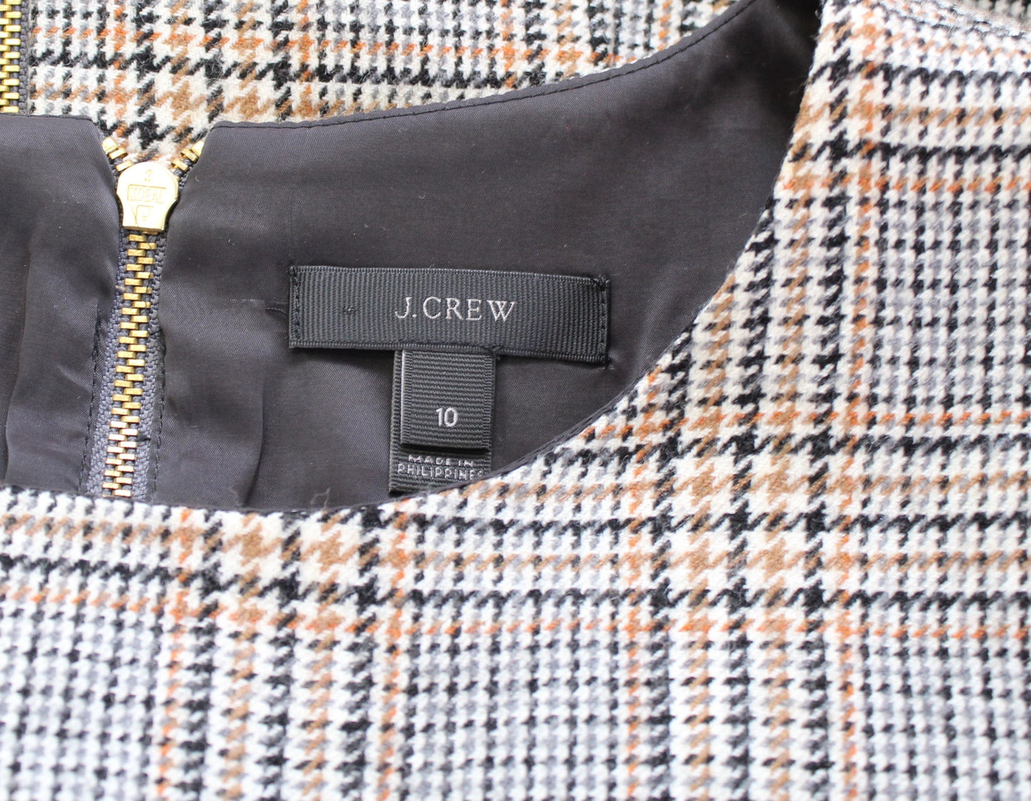 J Crew Wool Blend Cap Sleeve Sheath Dress in Glen Plaid Size 10 Gray Career