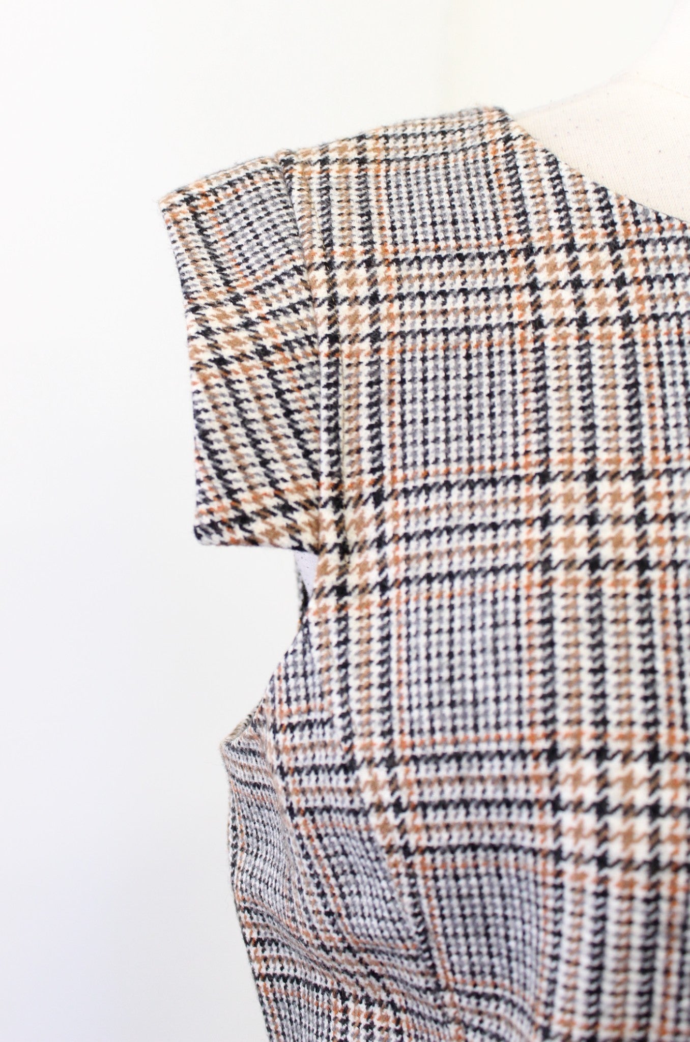 J Crew Wool Blend Cap Sleeve Sheath Dress in Glen Plaid Size 10 Gray Career