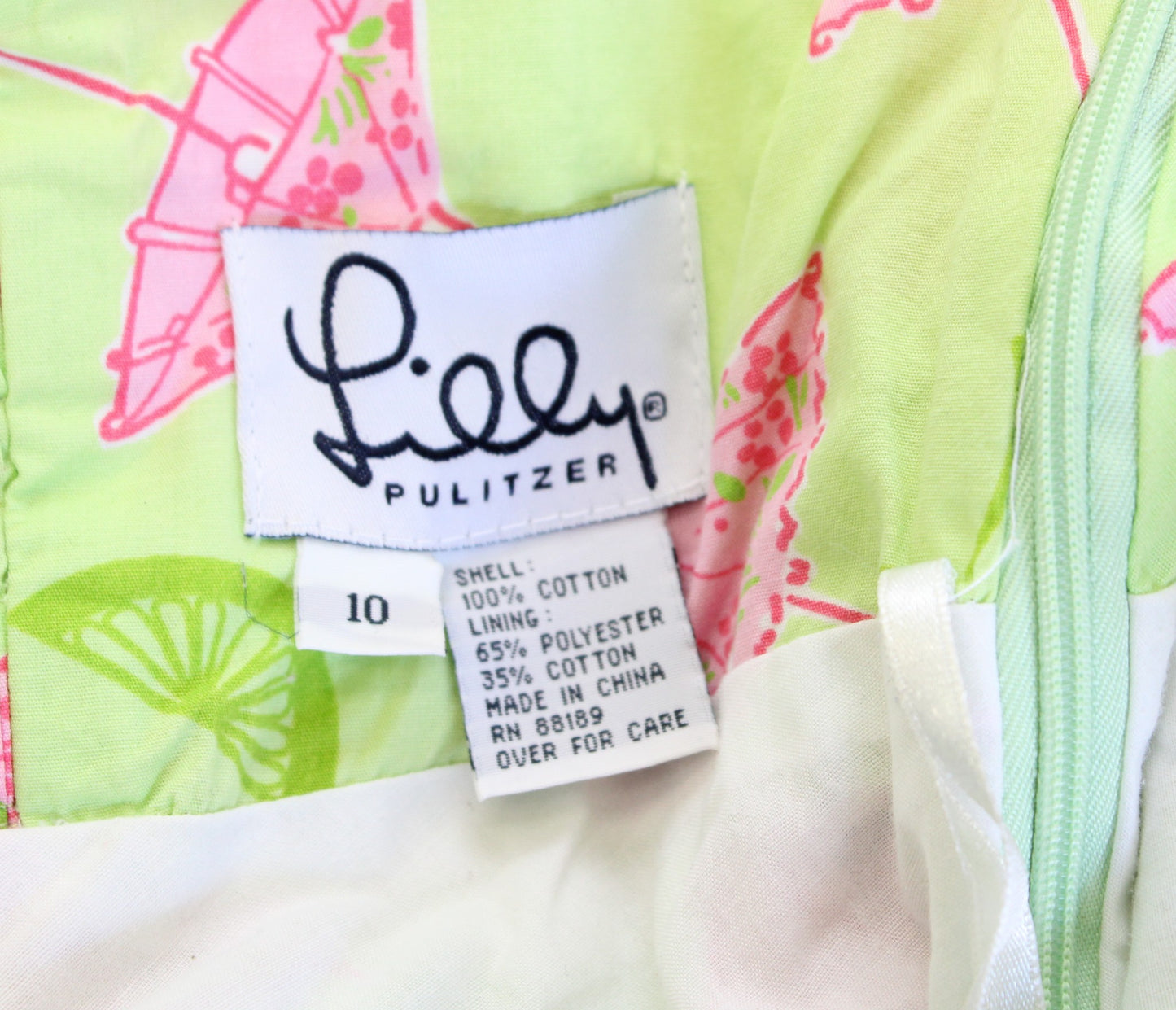 Vtg Lilly Pulitzer Womens Green Umbrella Fruit Lime Print Halter Dress Size 10