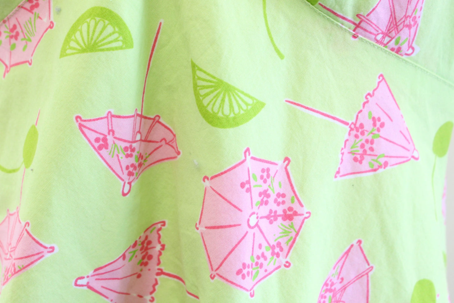 Vtg Lilly Pulitzer Womens Green Umbrella Fruit Lime Print Halter Dress Size 10