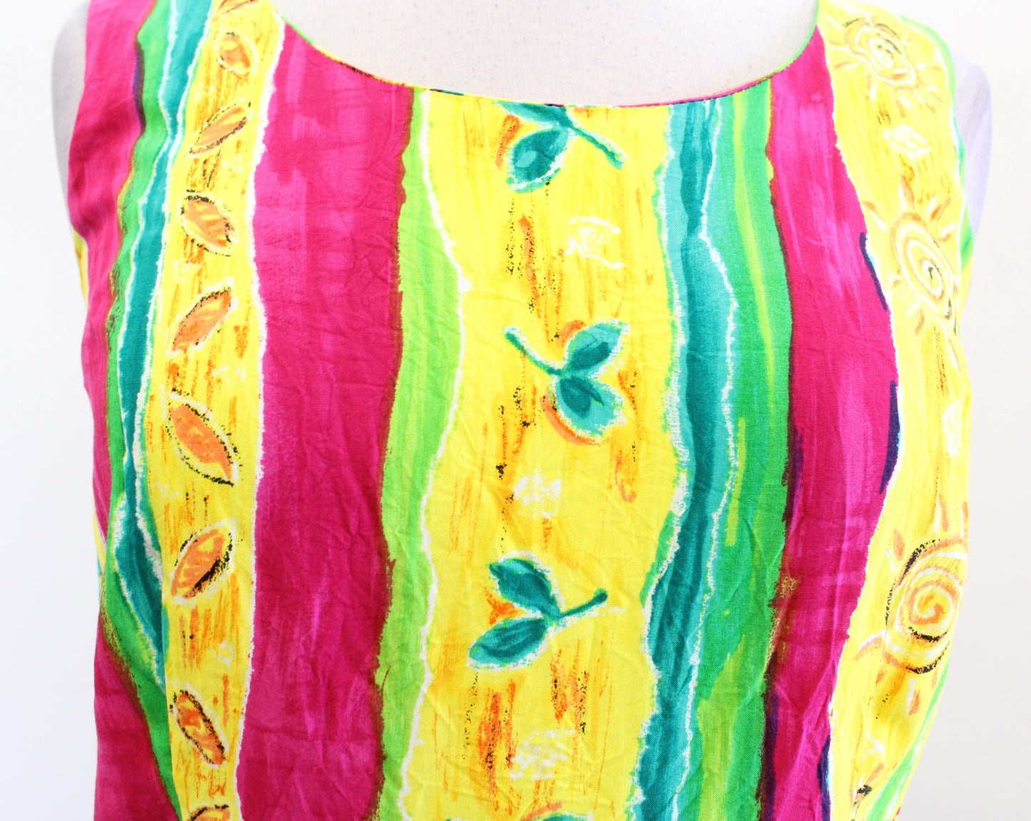 Vtg 90s Xtreme Island Design Hawaiian Colorful Floral Mini Dress Size S Beach