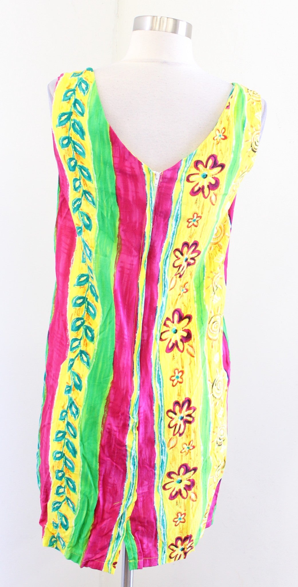 Vtg 90s Xtreme Island Design Hawaiian Colorful Floral Mini Dress Size S Beach