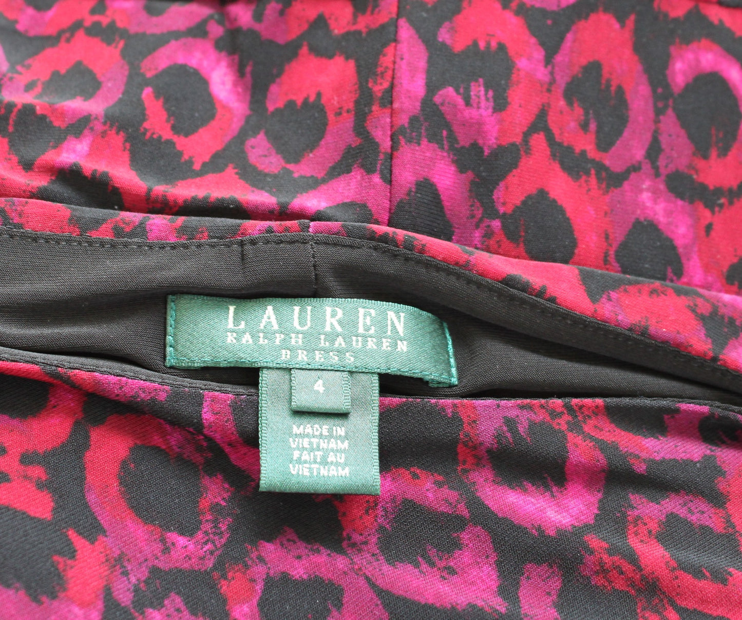 Lauren Ralph Lauren Black Red Pink Multi Twist Knot Ruched Sheath Dress Size 4