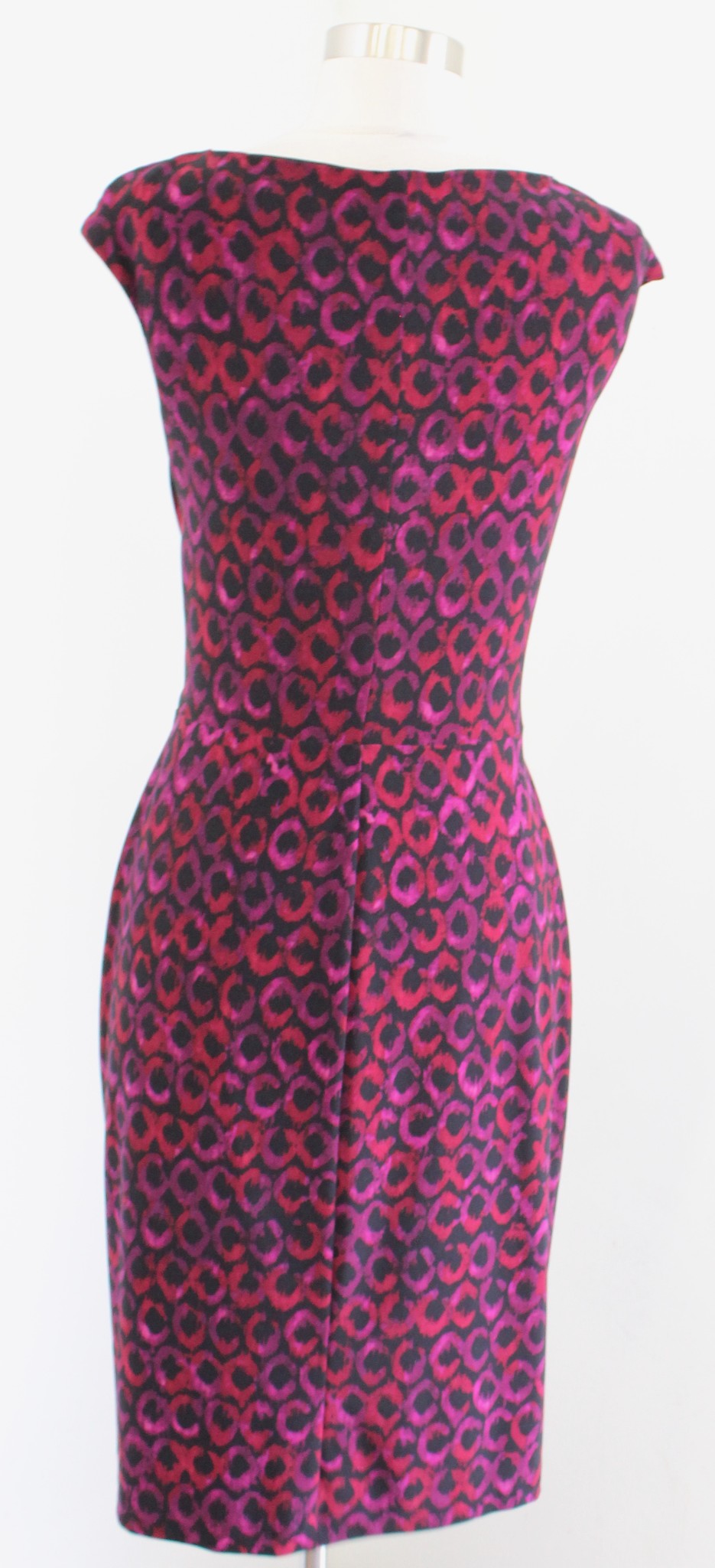 Lauren Ralph Lauren Black Red Pink Multi Twist Knot Ruched Sheath Dress Size 4