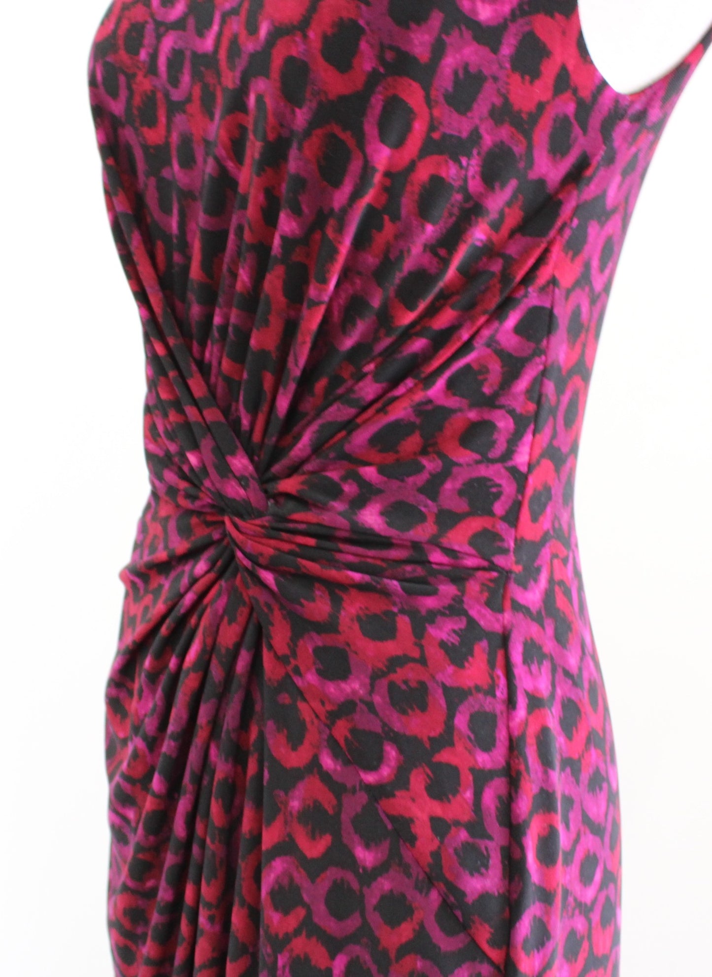 Lauren Ralph Lauren Black Red Pink Multi Twist Knot Ruched Sheath Dress Size 4