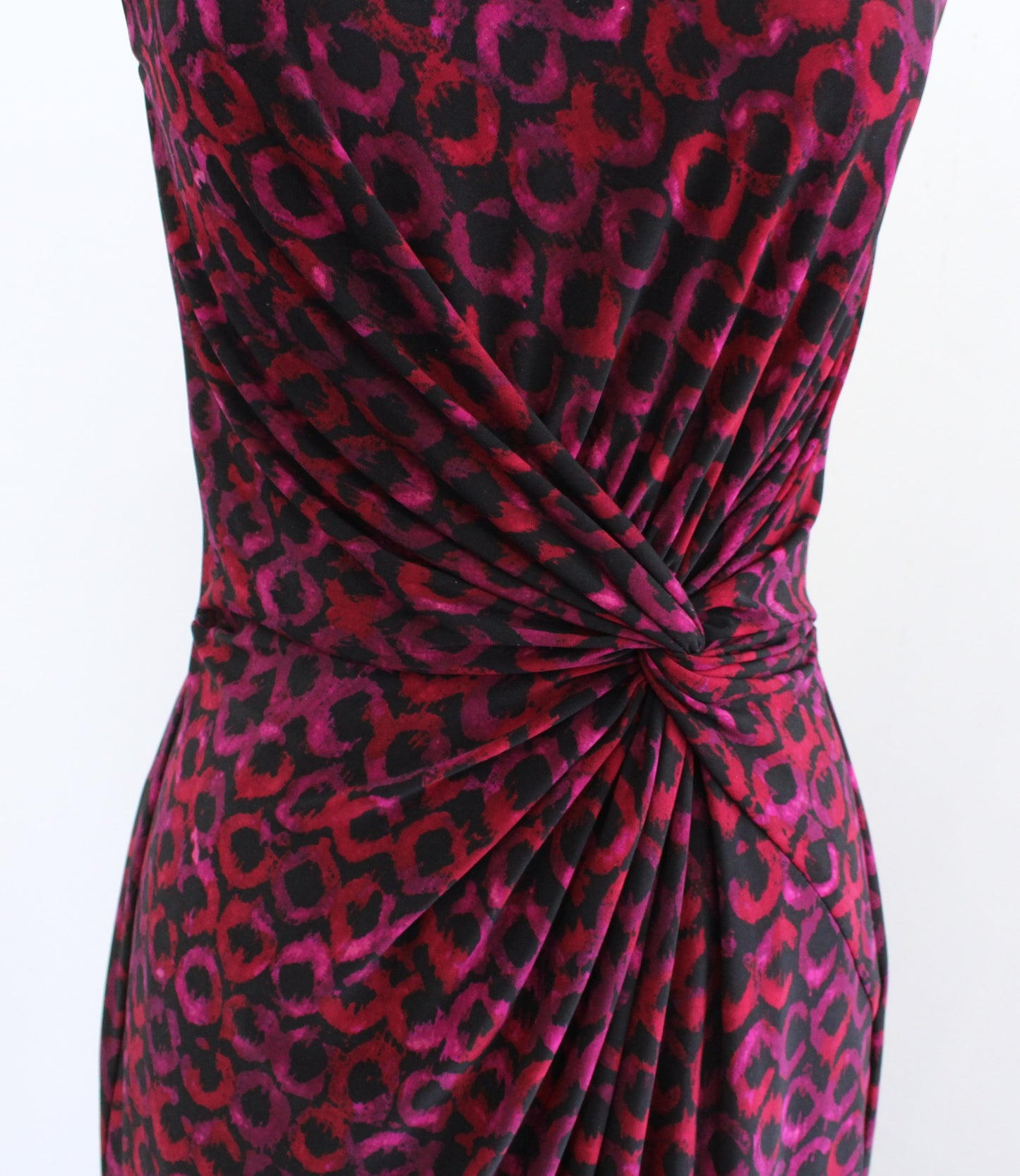 Lauren Ralph Lauren Black Red Pink Multi Twist Knot Ruched Sheath Dress Size 4