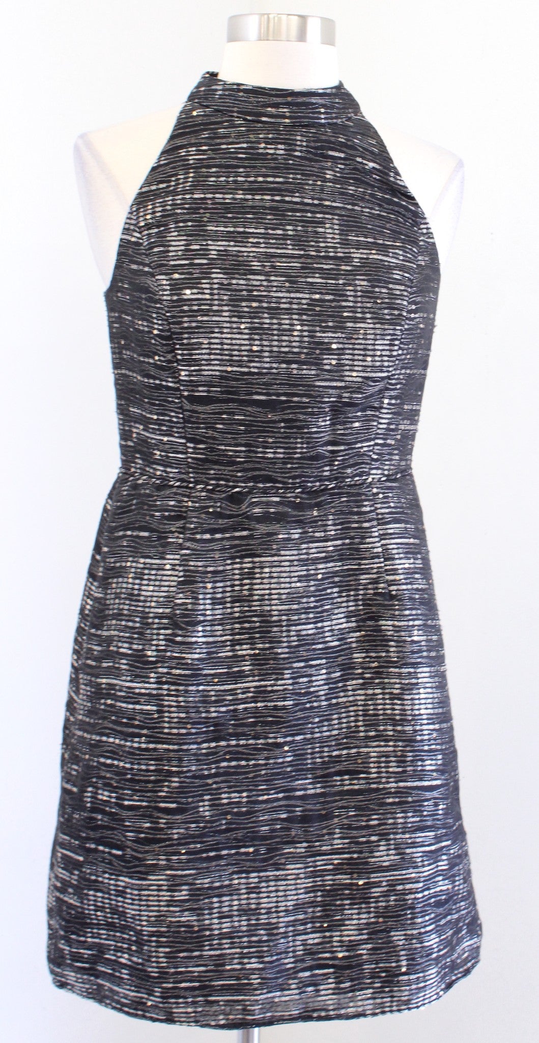 Aidan Mattox Black Textured Sequin Mock Neck Mini Dress Size 2 Cocktail Party