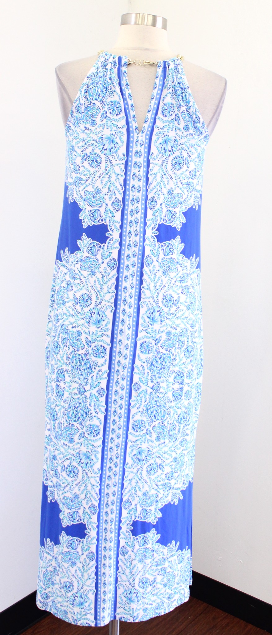 Lilly Pulitzer Bingham Knit Midi Dress Shell Me You Love Me Size XS Blue Maxi