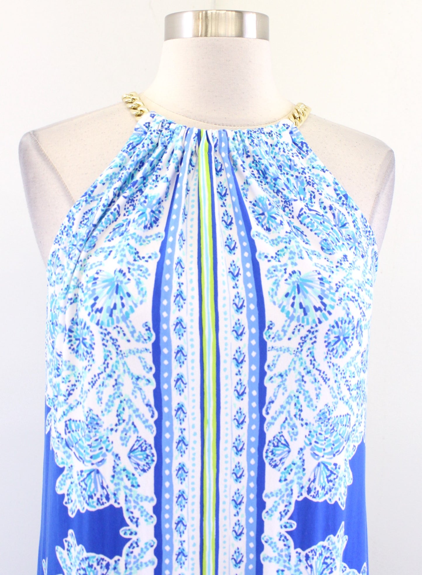 Lilly Pulitzer Bingham Knit Midi Dress Shell Me You Love Me Size XS Blue Maxi